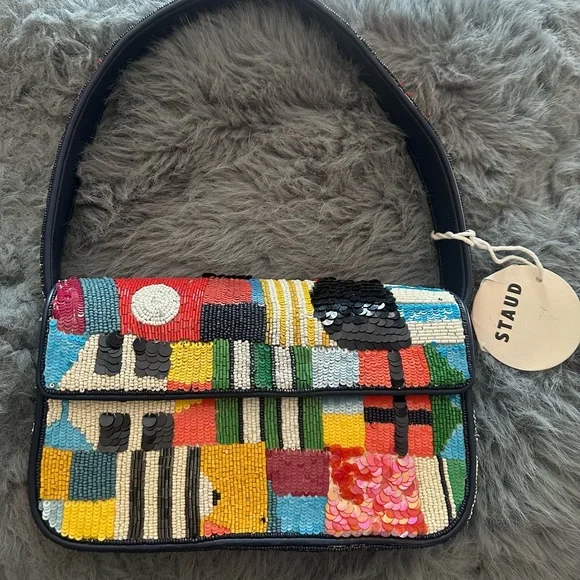 STAUD Red and Pink Shoulder Bag Vibrant Design - Picture 1 of 2